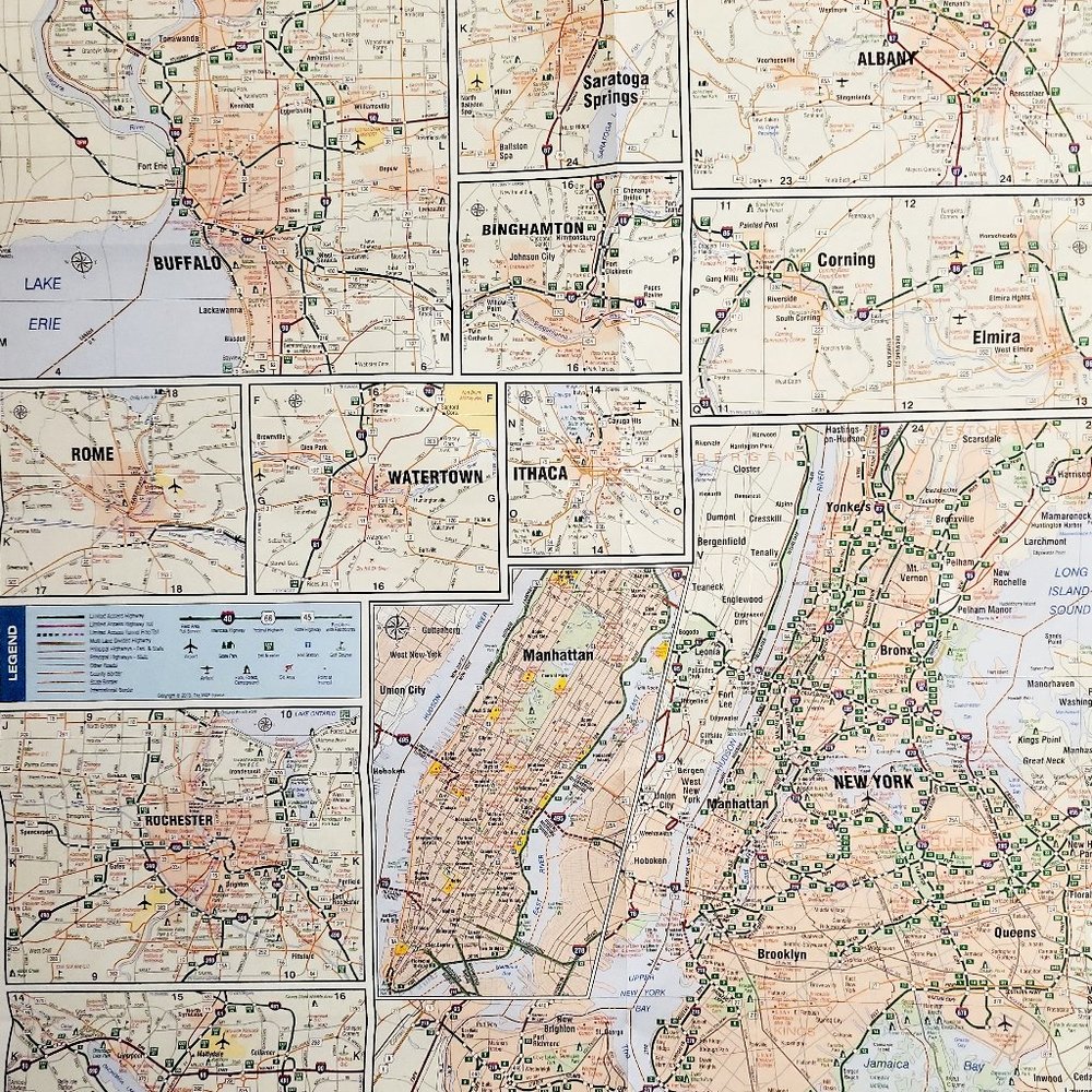 I Love New York State Complete Full Road Map Highways, Routes, Roads 26"x36'' - Picture 6 of 8